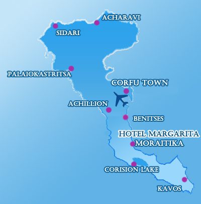 Hotel Margarita Beach Corfu Map